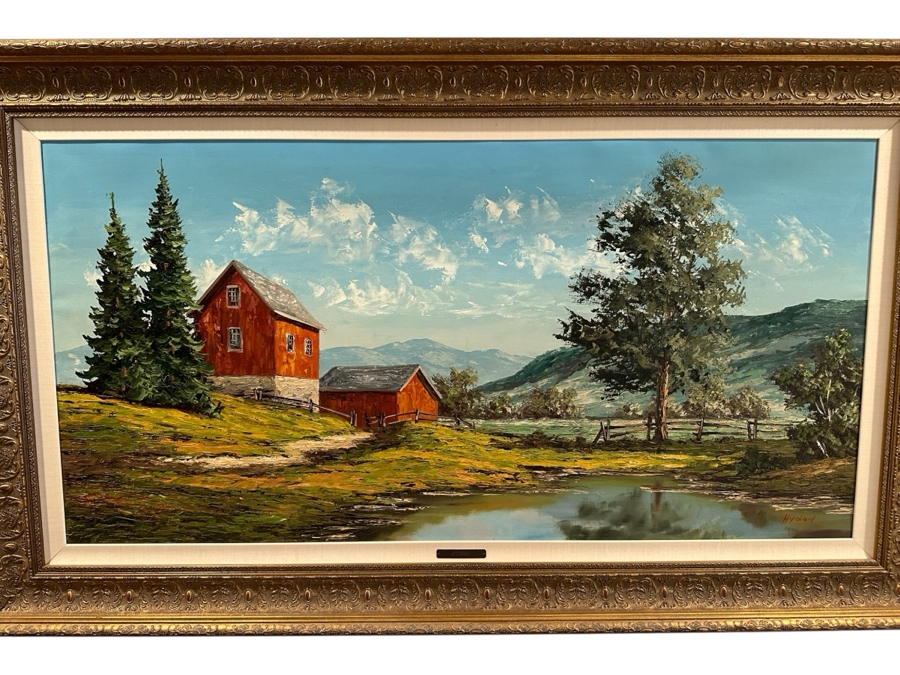 Large Original English Oil Painting On Canvas By Hyders (See Information On Back In Photos) Professionally Framed [Photo 1]