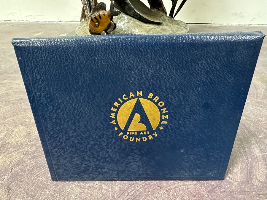 Stunning Large Limited Edition Bronze Manatee Sculpture On Custom Marble Rotating Base By Sandra Koop (S. Koop) Titled 'Serenity' 9/299 American Bronze Fine Art Foundry, Inc. 30.5'H X 18'W X 14'D Weighs 110lbs W/ Certificate Of Authenticity Valued $10,140 [Photo 17]