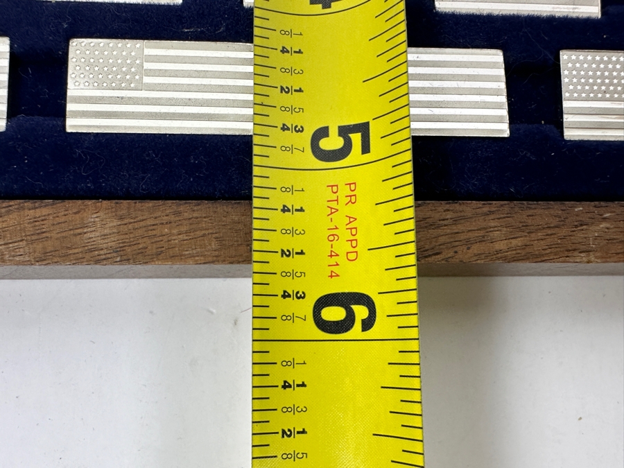 (42) Sterling Silver Ingots Franklin Mint Flags Of America Set With Official And Sovereign United States Flags (No Glass Top To Case) 12 X 5.5 Total Sterling Silver Weight 6.9oz [Photo 19]