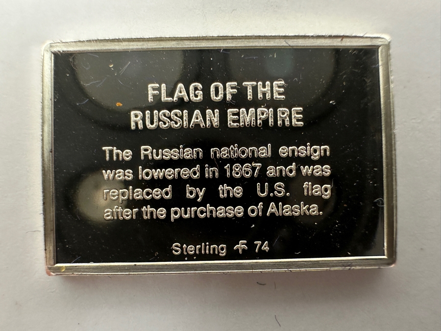 (42) Sterling Silver Ingots Franklin Mint Flags Of America Set With Official And Sovereign United States Flags (No Glass Top To Case) 12 X 5.5 Total Sterling Silver Weight 6.9oz [Photo 14]