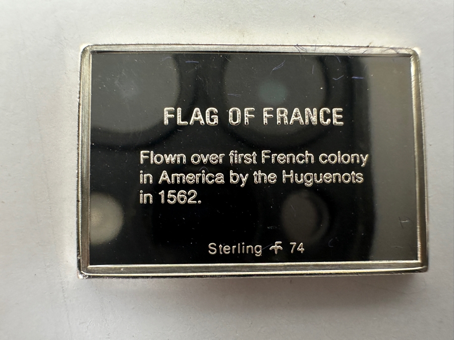 (42) Sterling Silver Ingots Franklin Mint Flags Of America Set With Official And Sovereign United States Flags (No Glass Top To Case) 12 X 5.5 Total Sterling Silver Weight 6.9oz [Photo 13]