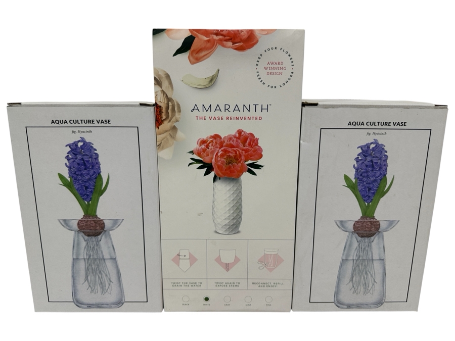 (3) New Vases: (2) Aqua Culture Vases & (1) Amaranth Vase