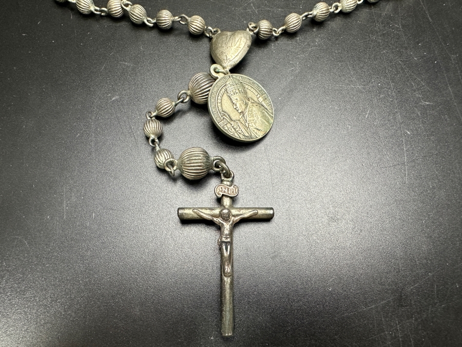 Vintage 1929 Rosary 24' With Leather Pouch 39.3g [Photo 2]