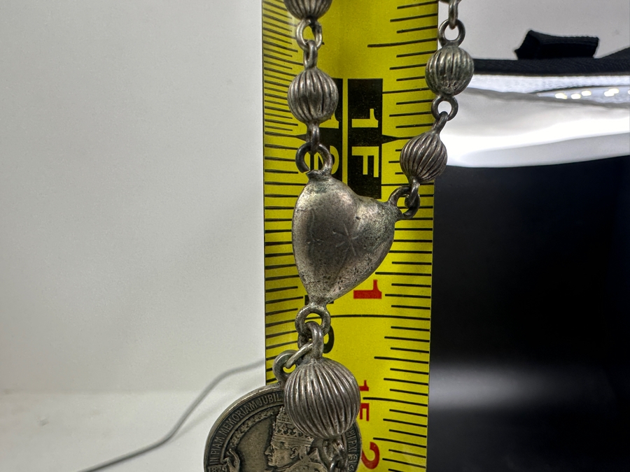 Vintage 1929 Rosary 24' With Leather Pouch 39.3g [Photo 14]