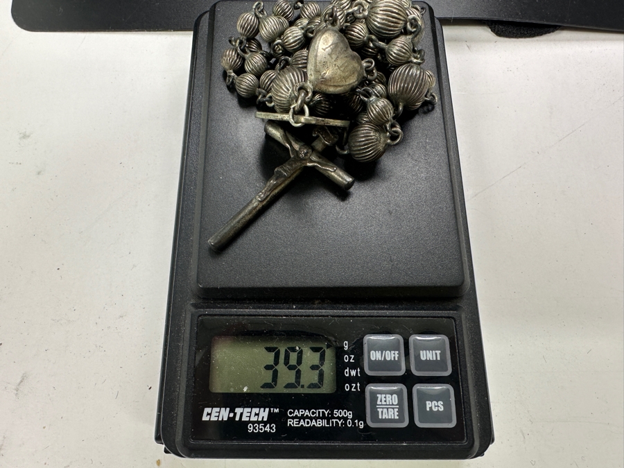 Vintage 1929 Rosary 24' With Leather Pouch 39.3g [Photo 15]