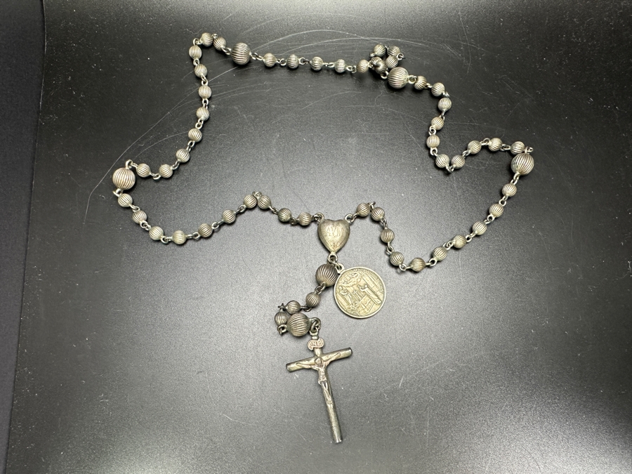 Vintage 1929 Rosary 24' With Leather Pouch 39.3g [Photo 10]
