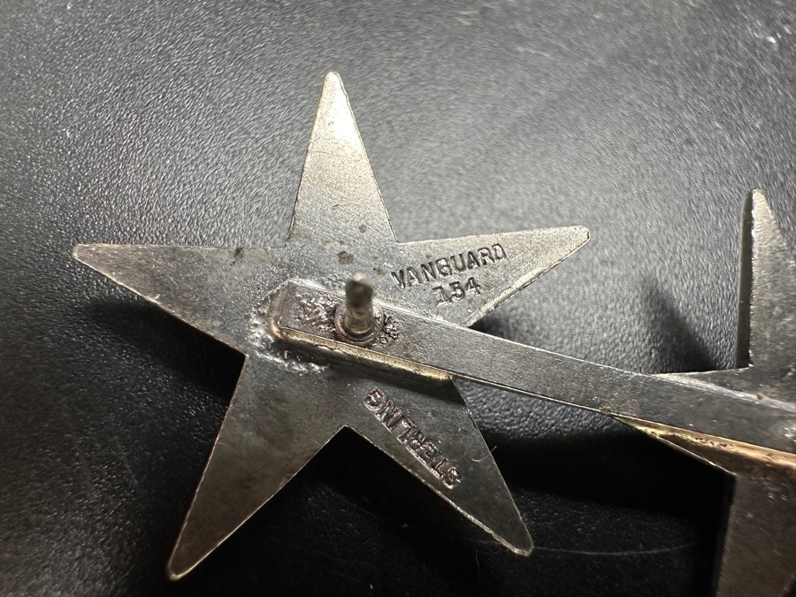 Pair Of Sterling Silver 2-Star Military Officer Lapel Pins 18.6g [Photo 4]