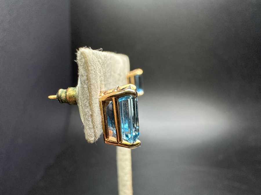 14k Gold Blue Glass Earrings 2.9g Retails $500 [Photo 5]