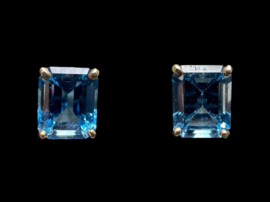 14k Gold Blue Glass Earrings 2.9g Retails $500