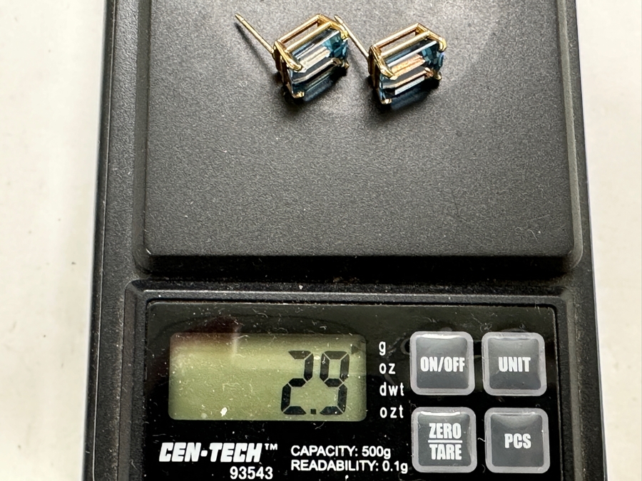14k Gold Blue Glass Earrings 2.9g Retails $500 [Photo 7]