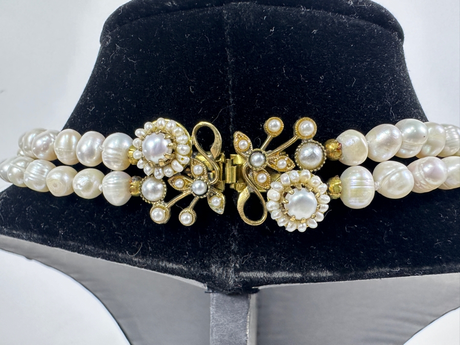 Double Strand 24' Pearl Necklace With Matching Earrings [Photo 6]