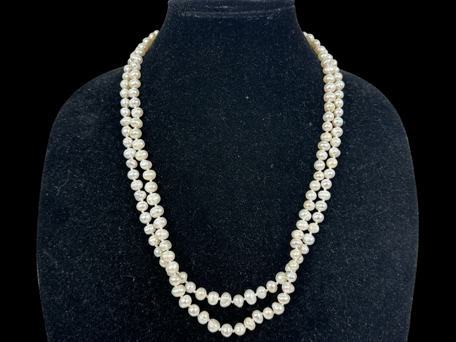 ネックレス・ペンダント ROMANTINUER SN187 Two Way Pearl Necklace Double Strand 24' Pearl Necklace With Matching Earrings