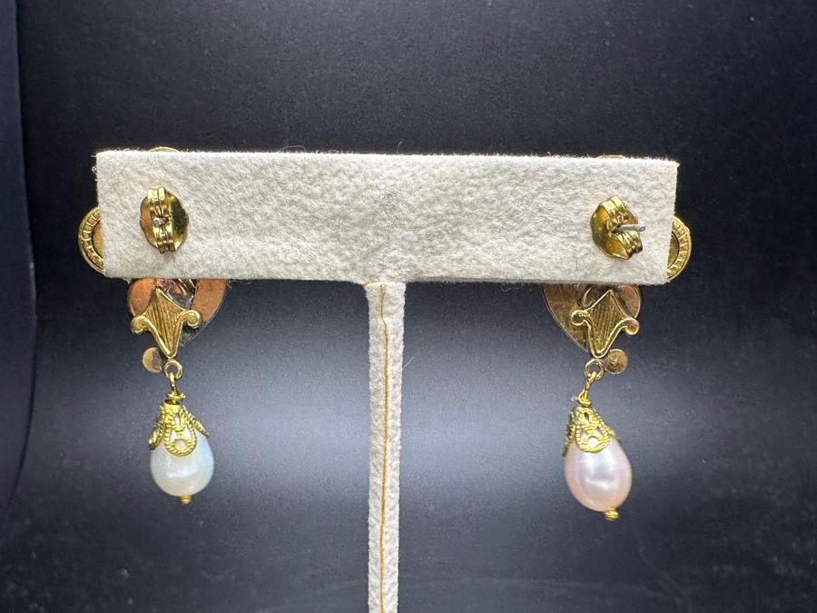 Double Strand 24' Pearl Necklace With Matching Earrings [Photo 4]