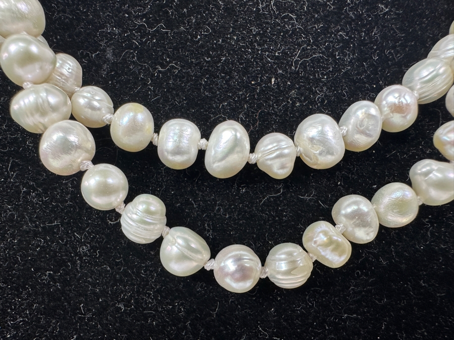 Double Strand 24' Pearl Necklace With Matching Earrings [Photo 5]