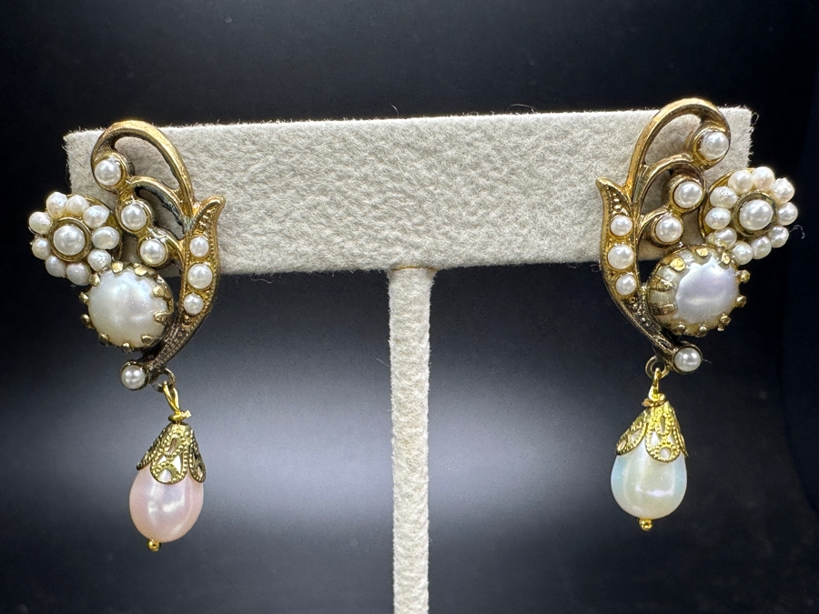 Double Strand 24' Pearl Necklace With Matching Earrings [Photo 3]