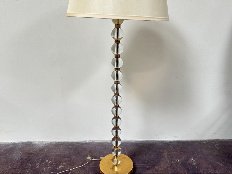 Just Added - 23.6k Dream Gold Leaf 'Crystal City' 66'H Floor Lamp With Crystal Balls & Ivory Silk Shade Retails $2,250 [Photo 2]