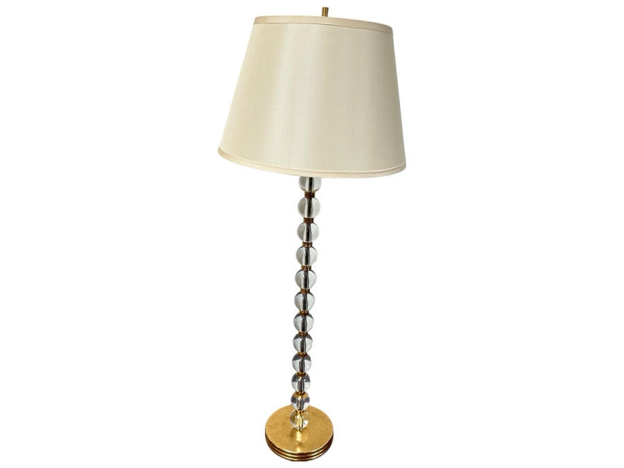 Just Added - 23.6k Dream Gold Leaf 'Crystal City' 66'H Floor Lamp With Crystal Balls & Ivory Silk Shade Retails $2,250
