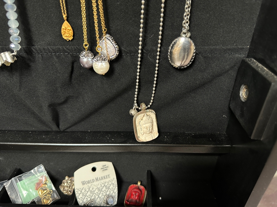 Freestanding Jewelry Box With Front Mirror And Some Costume Jewelry 16W X 59H [Photo 4]