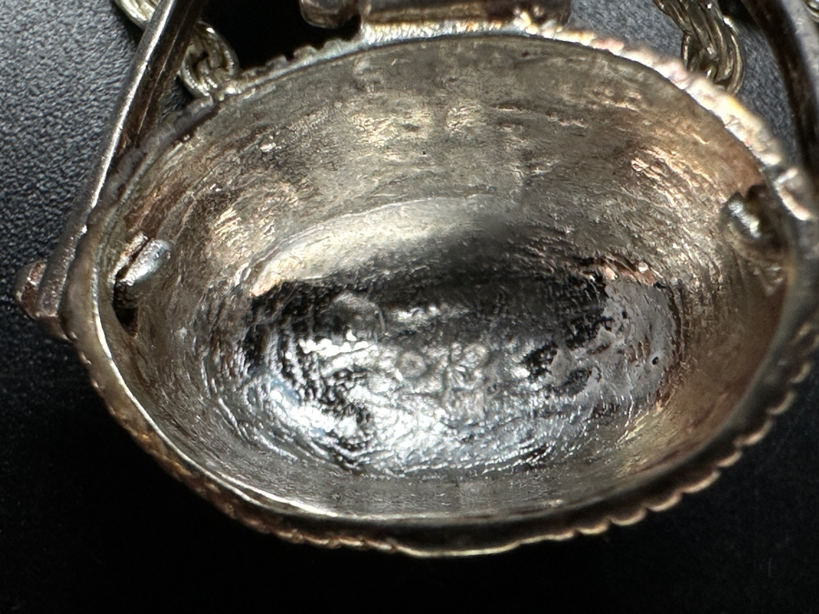 Sterling Silver 30' Italian Chain Necklace With Sterling Silver Scrimshaw Locket Pendant 17.2g [Photo 6]