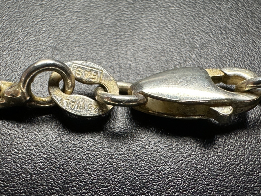 Sterling Silver 30' Italian Chain Necklace With Sterling Silver Scrimshaw Locket Pendant 17.2g [Photo 7]