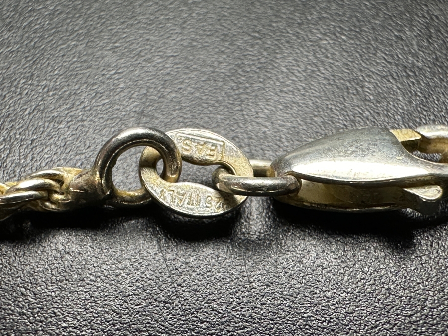 Sterling Silver 30' Italian Chain Necklace With Sterling Silver Scrimshaw Locket Pendant 17.2g [Photo 8]