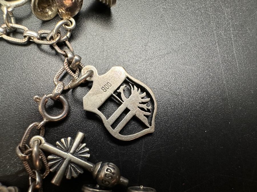 Vintage .800 80% Silver European German Charm Bracelet 21.4g [Photo 9]
