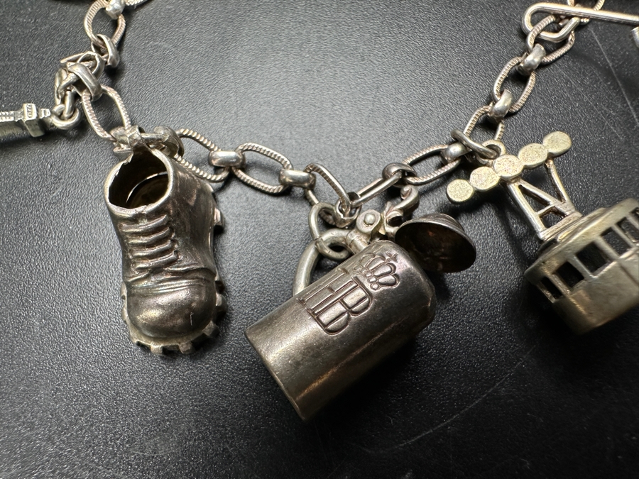 Vintage .800 80% Silver European German Charm Bracelet 21.4g [Photo 3]