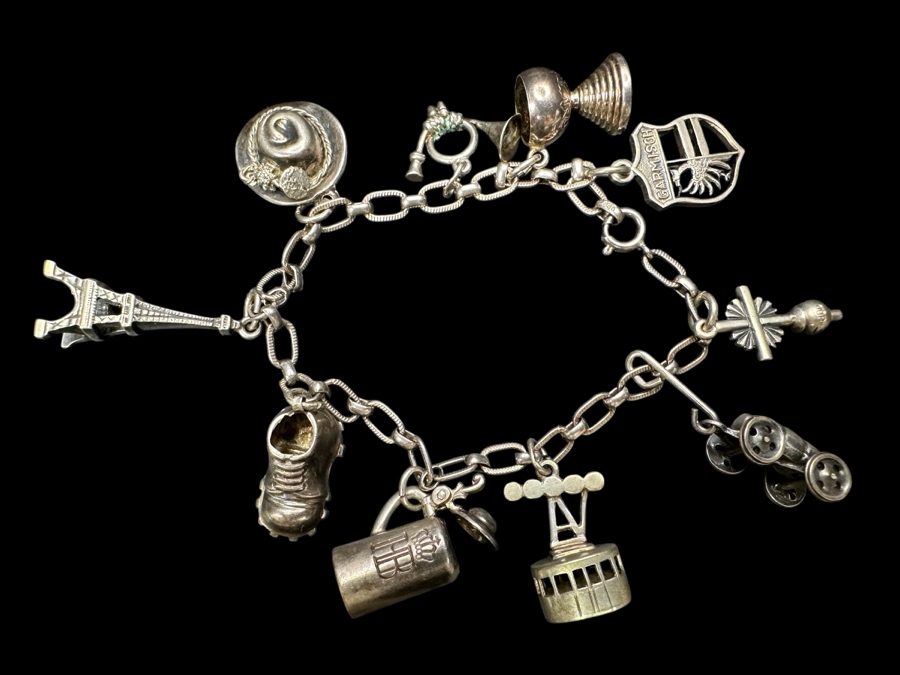 Vintage .800 80% Silver European German Charm Bracelet 21.4g [Photo 1]