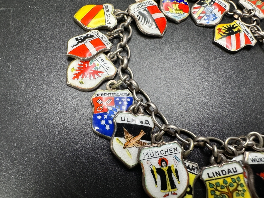 Vintage .800 80% Silver European German Charm Bracelet 29.7g [Photo 4]