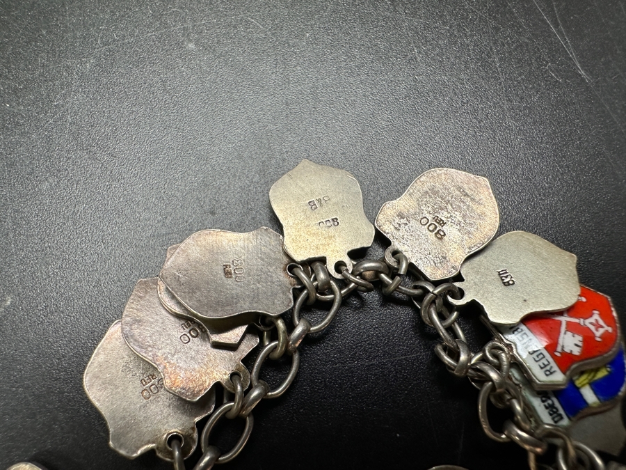 Vintage .800 80% Silver European German Charm Bracelet 29.7g [Photo 8]