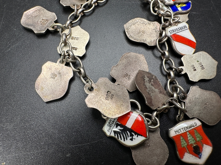 Vintage .800 80% Silver European German Charm Bracelet 29.7g [Photo 7]