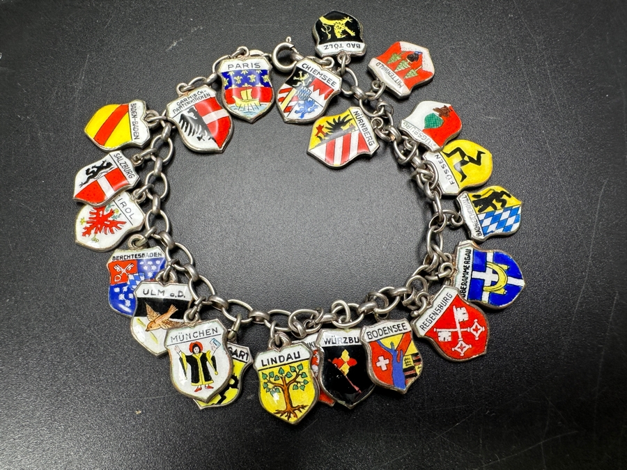 Vintage .800 80% Silver European German Charm Bracelet 29.7g [Photo 2]