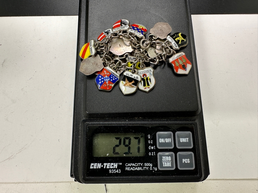 Vintage .800 80% Silver European German Charm Bracelet 29.7g [Photo 9]