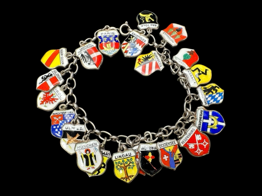 Vintage .800 80% Silver European German Charm Bracelet 29.7g [Photo 1]