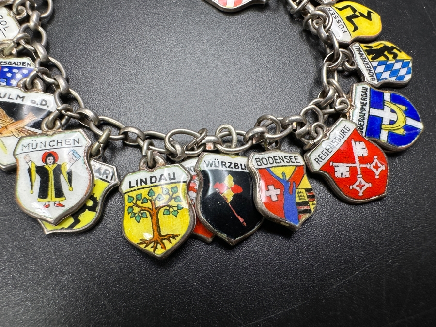 Vintage .800 80% Silver European German Charm Bracelet 29.7g [Photo 5]