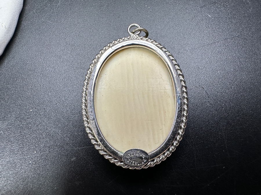 Sterling Silver Scrimshaw Ring Size 7 With Matching Pendant 9.2g [Photo 4]