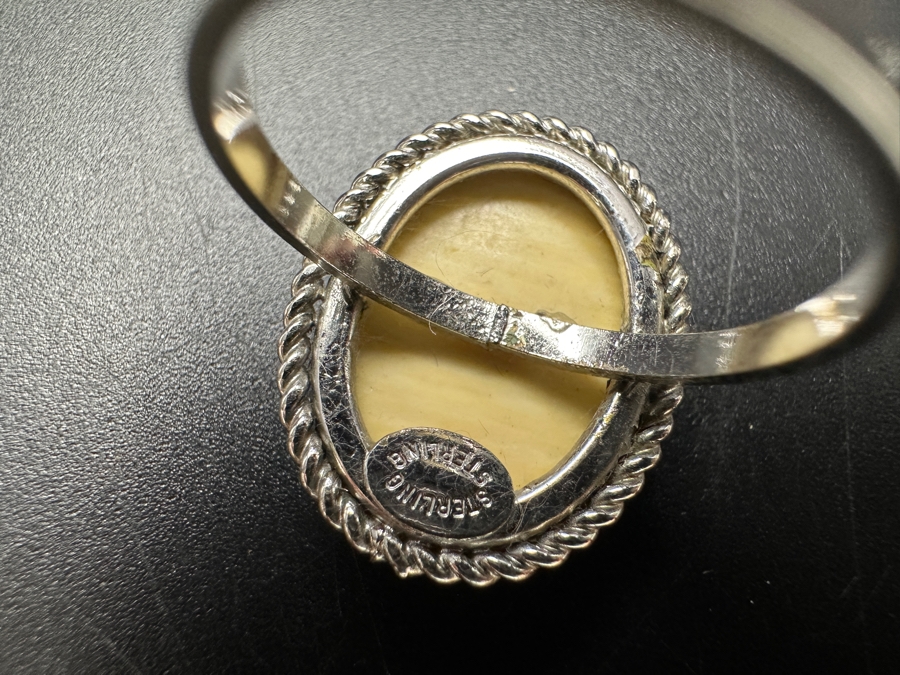 Sterling Silver Scrimshaw Ring Size 7 With Matching Pendant 9.2g [Photo 6]