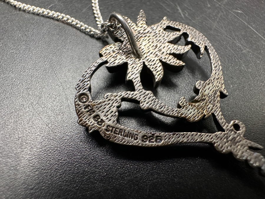 Sterling Silver Franklin Mint The Edelweiss Valentin Pendant With Sterling Silver 18' Chain Necklace 6.5g [Photo 4]