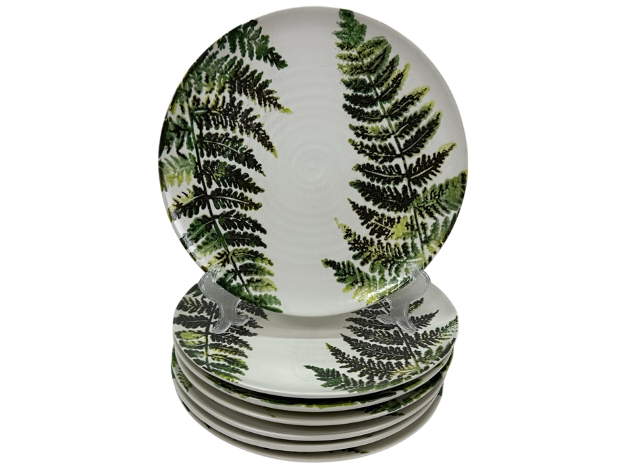 (7) Frontgate 11.5' Italian Earthenware Plates With Fern Design [Photo 1]