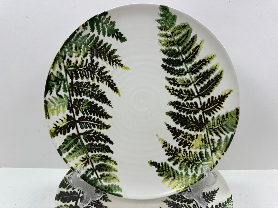 (7) Frontgate 11.5' Italian Earthenware Plates With Fern Design [Photo 2]