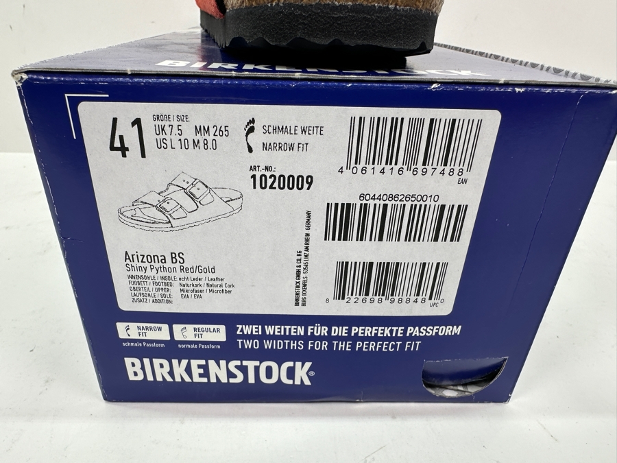 New Pair Of Birkenstock Sandals Arizona BS Shiny Python Red/Gold Women's Size 10 [Photo 5]