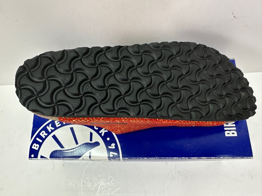 New Pair Of Birkenstock Sandals Arizona BS Shiny Python Red/Gold Women's Size 10 [Photo 4]