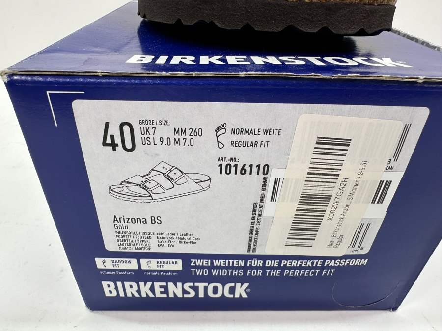 New Pair Of Birkenstock Sandals Arizona BS Gold Women's Size 9 [Photo 7]