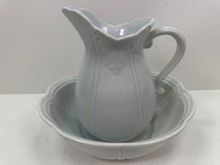 McCoy USA Pottery Pitcher 9.5H And Basin Bowl 11.5W Set [Photo 2]