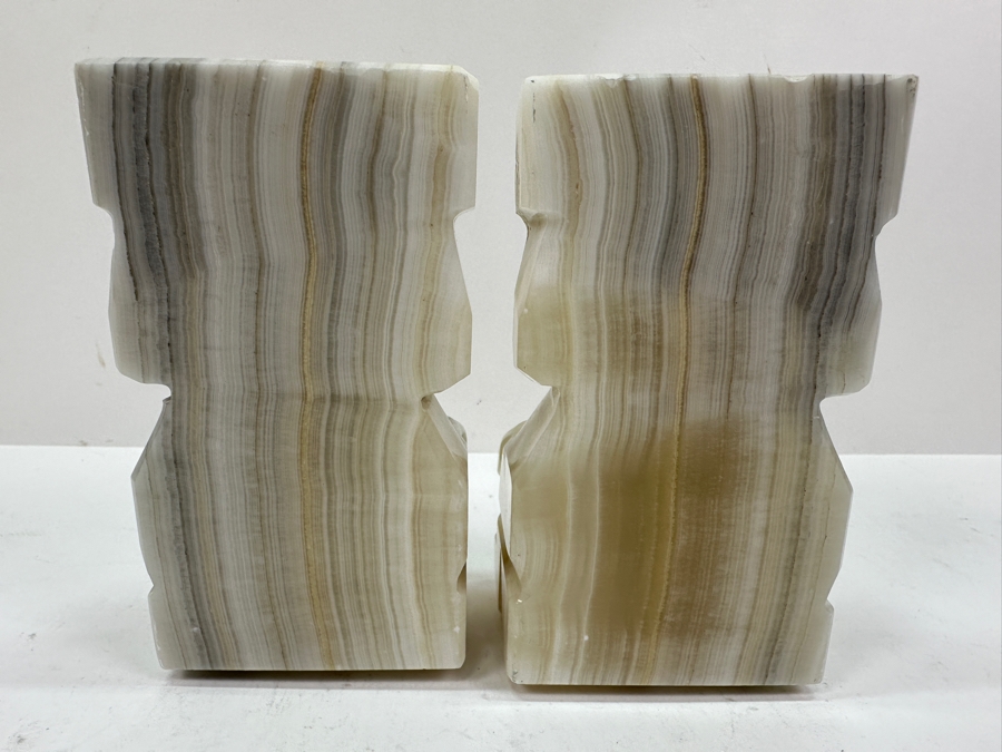 Pair Of Vintage Hand Carved Onyx Bookends 5.5H [Photo 6]