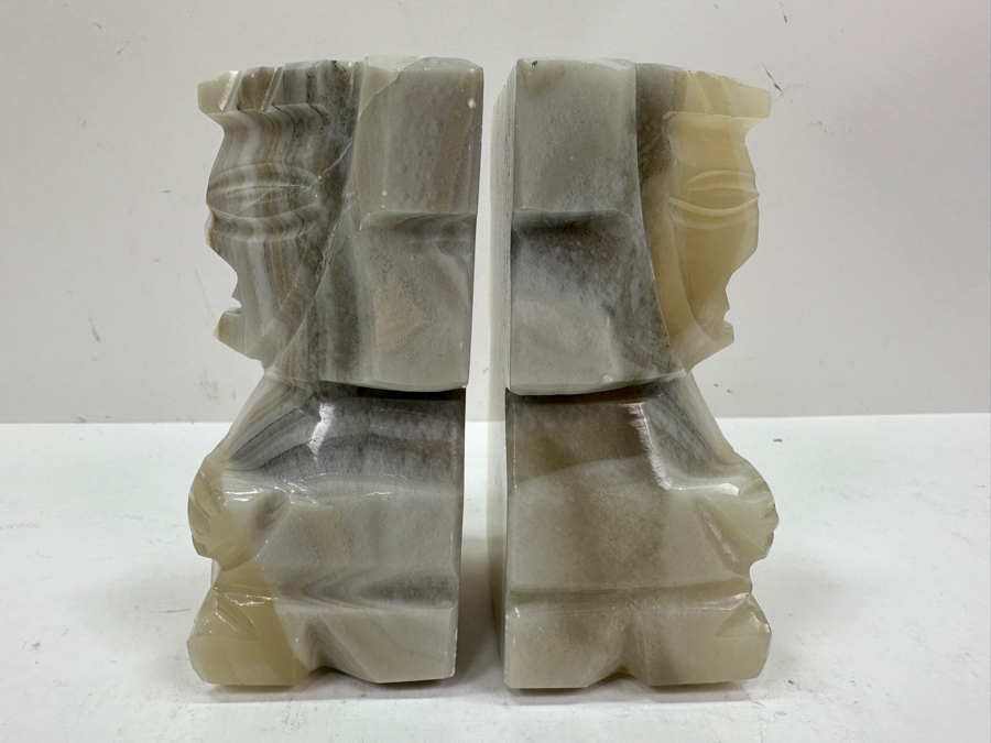 Pair Of Vintage Hand Carved Onyx Bookends 5.5H [Photo 5]