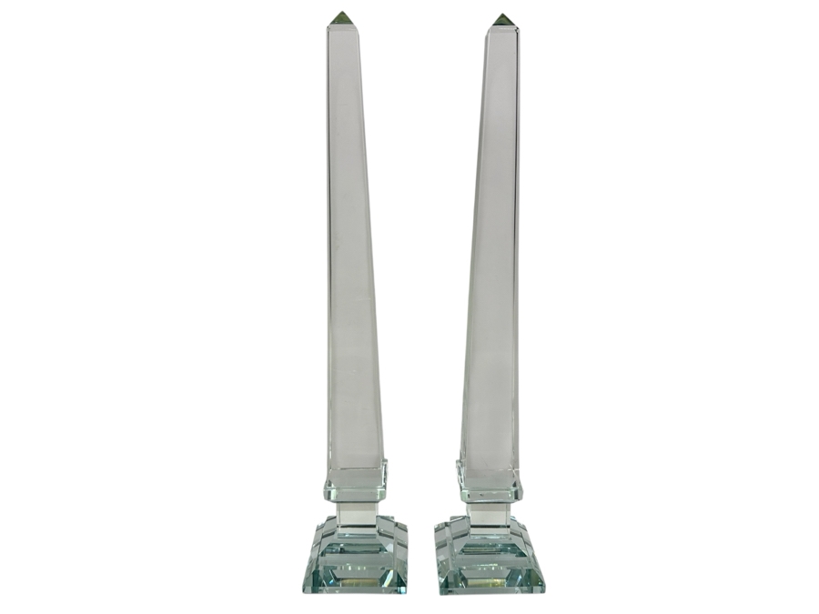 Pair Of Glass Obelisk Sculptures 20H [Photo 2]