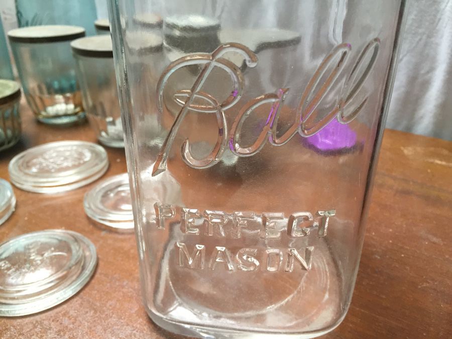 Large Collection of Aqua Blue Ball Perfect Mason Jars, Atlas Mason Jar, Ball Jelly Glass Jars