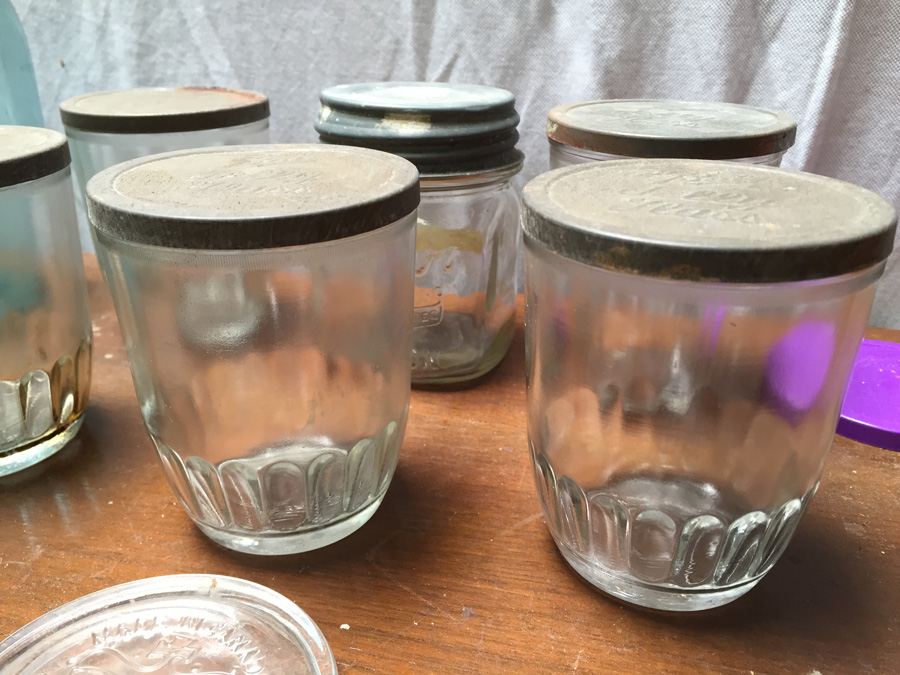 Large Collection of Aqua Blue Ball Perfect Mason Jars, Atlas Mason Jar, Ball Jelly Glass Jars [Photo 9]