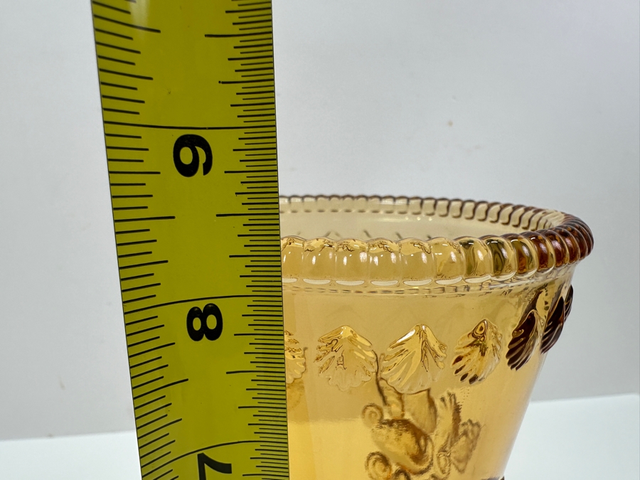 Vintage Westmoreland Glass Argonaut Dolphin Footed Shells Amber Vase 8.5H [Photo 6]